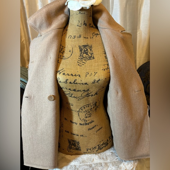 Uniqlo Jil Sander +J Peacoat Coat Jacket Women Size XSmall Camel Tan Raw Hem - Picture 11 of 15